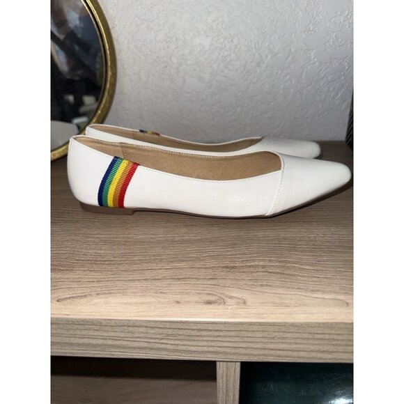 Chelsea Crew- White With Rainbows- Size 40 Pammy Rainbow Ballet Flats Leather - Picture 4 of 7